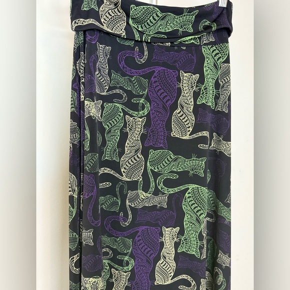 LuLaRoe cat maxi skirt cat lovers long skirt black Stretch material Small Medium - Picture 5 of 7
